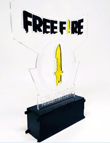 Luminária Ou Troféu Free Fire Personalizado Com Led 15x15cm